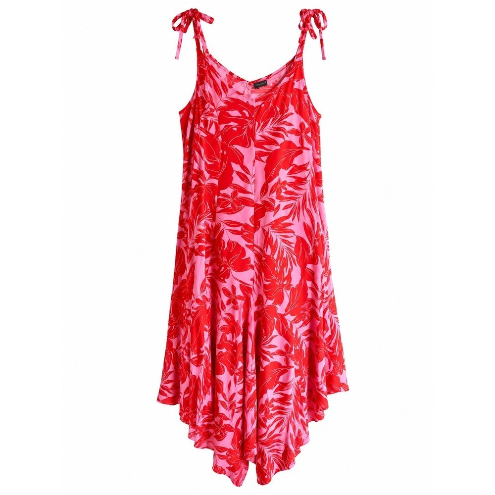 NWT Vince Camuto Jumpsuit Large Red Tropical Floral Hi Low Resort Vacation $69